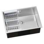 �vier de cuisine - auralum max - 60x44cm - inox - 1 bac - panier d�gouttage - installation flexible