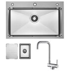 vier de cuisine - bross - 70x45cm - 15 bac - mitigeur pliant - inox rversible