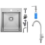 �vier de cuisine - bross� inox - 40x45cm - 1 bac - installation sur plan - rectangulaire