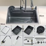 Évier de cuisine cascade acier inoxydable 304 grande cuve simple ensemble de robinetterie intégré purificateur ... Évier de cuisine cascade acier inoxydable 304 grande cuve simple ensemble de robinetterie intégré purificateur ...