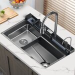 vier de cuisine cascade en acier inoxydable grand modle avec cran digital led - robinet mitigeur accessoire ...