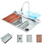 vier cuisine cascade inox professionnel robinet de cuisine lavabo cuisine  encastre multifonctionnelr ...