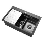 �vier de cuisine - cecipa max - 70x45cm - inox 304 - gris fonc� - panier �gouttoir inclus - distributeur ...