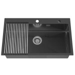 �vier de cuisine - cecipa max - 75x45cm - inox - gris fonc� - �gouttoir pliable - pour armoire de 80 ...