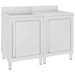 �vier de cuisine commercial - vidaxl - acier inoxydable - 120x60x96 cm - argent� - dosseret 10 cm - pieds ...
