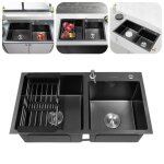 vier de cuisine double bacs - vier de cuisine avec drain distributeur de savon (sans robinet) - 78 ...