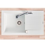 Evier de cuisine  encaster 1 cuve bac en rsine minrale blanc 86 x 50 cm
