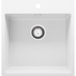 Evier cuisine en granit 48x50cm lavabo 1 bac + kit de vidage riga de primagran blanc