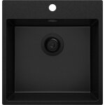 Evier cuisine en granit 48x50cm lavabo 1 bac + kit de vidage riga de primagran tout noir