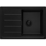 Evier cuisine en granit 70x44cm lavabo 1 bac + kit de vidage copenhague easy de primagran tout noir