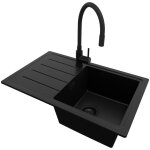 Evier cuisine en granit 70x44cm lavabo 1 bac + kit de vidage + robinet 5170 copenhague easy de primagran ...