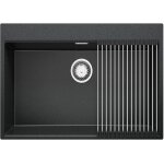 Evier cuisine en granit 78x50cm lavabo 1 bac + kit de vidage + accessoire oslo top de primagran graphite ...