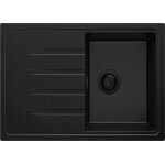 Evier cuisine en granit 78x50cm lavabo 1 bac + kit de vidage milan de primagran tout noir