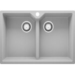 Evier cuisine en granit 78x50cm lavabo 2 bacs + kit de vidage madrid twin de primagran gris Evier cuisine en granit 78x50cm lavabo 2 bacs + kit de vidage madrid twin de primagran gris