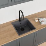 Evier cuisine en granit - graphite 1 bac siphon �vier au meble 50 amber stonestyle #2038