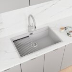 Evier cuisine en granit - gris 1 bac accessoire siphon coral low level thin �vier au meble 80 stonestyle ...