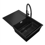 Evier cuisine en granit - noir siphon 1 bac pearl - low level �vier au meble 50 stonestyle #1737