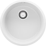 Evier cuisine granit rond 46x46cm evier 1 bac + kit de vidage la valette slim de primagran blanc