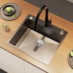 vier de cuisine gris fonc 54x49x20cm vier 1 bac en inox avec distributeur de savon et systme de drainage ...