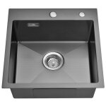 vier cuisine gris - noir 45x45x19cm vier 1 bac en acier inox avec systme de drainage