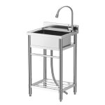 vier de cuisine en inox - salut - 1 bac - avec dosseret - gouttoir  droite - 61x51 cm