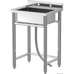 �vier de cuisine en inox 1 bac - salut - avec dosseret et �gouttoir - 71x61x101cm
