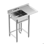 vier de cuisine en inox 1 bac - salut - avec dosseret et gouttoir - 91x53x101cm
