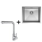 vier de cuisine - inox - 50x44cm - mitigeur extractible - installation sous plan - 1 bac