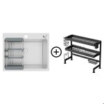 �vier de cuisine en inox 55x45x19cm �vier 1 bac avec panier �gouttoir r�glable + �gouttoir � vaisselleavec ...