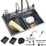 �vier de cuisine en inox 60 * 45cm - �vier cuisine � encastrer - avec robinet - affichage num�rique - ...