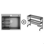 vier de cuisine en inox 68x45x19cm vier 1 bac avec panier gouttoir rglable + gouttoir  vaisselleavec ...