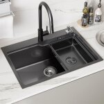 vier cuisine inox 68x48x21cm vier 1 bac gris fonc avec panier distributeur de savon et kit de vidange ...