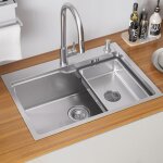 vier cuisine inox 68x48x21cm vier 1 bac avec panier distributeur de savon et kit de vidange pour armoire ...