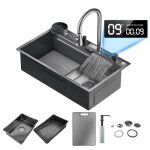 �vier de cuisine en inox avec robinet - affichage num�rique - �vier de cuisine cascade - 75 * 45cm grande ...