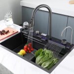 Évier de cuisine intégré en acier inoxydable (ss 304) kleenmac avec robinet à affichage numérique smart ... Évier de cuisine intégré en acier inoxydable (ss 304) kleenmac avec robinet à affichage numérique smart ...