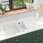 Évier de cuisine - lavabo pour cuisine granit double lavabo blanc Évier de cuisine - lavabo pour cuisine granit double lavabo blanc