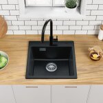 vier de cuisine - granit - noir - 1 bac - 45x45x20cm - anti - odeur et rsistant