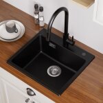 vier de cuisine noir 50x45x20cm vier 1 bac en granit avec ensemble de drainage pour armoire de 50 cm ...