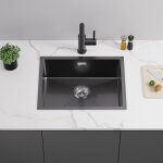 Évier cuisine noir 55x44x19cm Évier à encastrer avec ensemble de drainage Évier 1 bac en inox pour meuble ... Évier cuisine noir 55x44x19cm Évier à encastrer avec ensemble de drainage Évier 1 bac en inox pour meuble ...