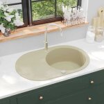 vier de cuisine - vidaxl - granit - ovale - beige - lavabo profond