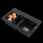 �vier en granit � deux bacs duet granitan avec �gouttoir et siphon - 1 set