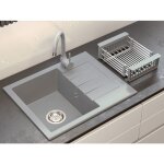 vier en granit granitan milano 1 bac avec gouttoir robinet beta et siphon - ensemble complet