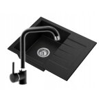 �vier en granit granitan milano 1 bac avec �gouttoir + siphon et robinet prevex - 1 ensemble