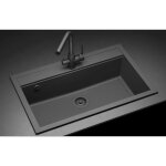 �vier - granit noir - 1 bac rectangulaire - sans �gouttoir - 795x505x200mm