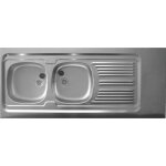 Evier inox 18 / 10 � poser r�versible - moderna - 2 cuves + �gouttoir + 140x60cm