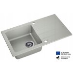 Evier rectangulaire laboune gris en granit premium - 1 bac avec gouttoir et vidage inclus