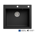 Evier rectangulaire noito noir en granit premium - 1 bac sans gouttoir et vidage inclus