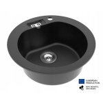 Evier rond nalibou noir en granit premium - 1 bac sans �gouttoir et vidage inclus