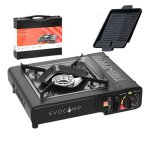 Evocamp rchaud de camping 1 feu  gaz et plaque de cuisson bbq carre 38 cm cuisinire  gaz portable ...
