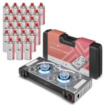 Evocamp r�chaud � gaz 2 feux avec allumage pi�zo�lectrique ? pour cartouches de gaz msf - 1a 227 g avec ...